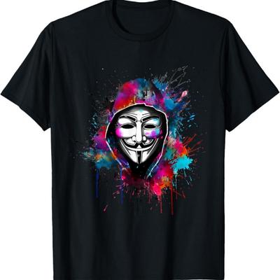 Anonymous Anon Hacker Gamer Graffiti Splatter Art Graphic T-Shirt