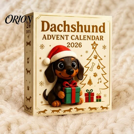 Unique Christmas Souvenirs 2026 Dachshund Advent Calendar, 24 Days 3D Collectible Dog Figures, Xmas Countdown Calendar Holiday Puppy Ornaments