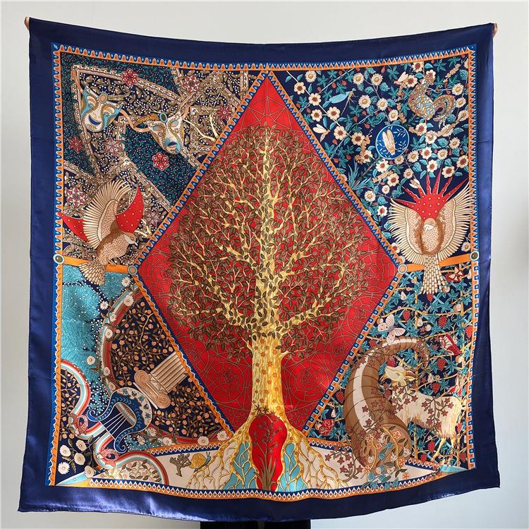 Glazed Ginkgo Silk Scarf Silk Women'S Spring And Autumn Mulberry Silk Scarf Air Conditioner Shawl Square Scarf