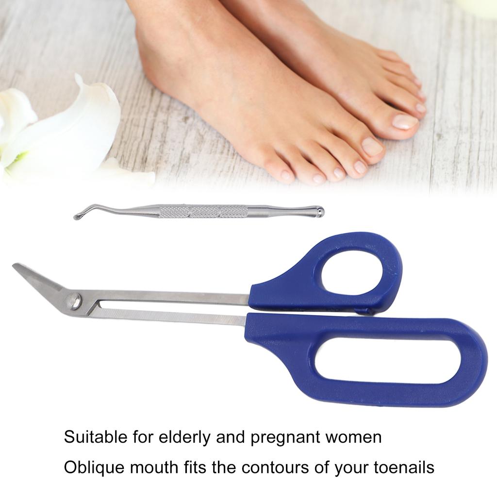 Ergonomische Zehennagelschere mit Griff, Zehennagelknipser, Feile für eingewachsene Zehennägel für ältere Schwangere
