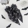 Halloween Bow Hairpin Spring Hair Clips for Women, Pumpkin Skeleton Ghost Hand Printed Clip Fabric Barrettes, Cute Horror Accessories Holiday