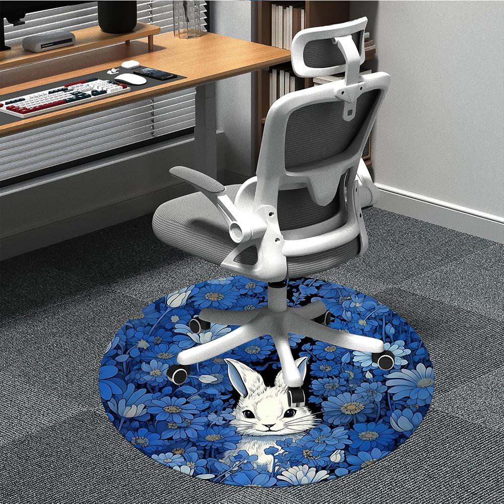 

1PC White Bunny Chair Carpet for Office, Indoor Non-Slip Washable Carpet, Soft Comfortable Mat For Office Room yy250930189 80cm by 80cm
