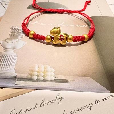 New Year Red String Horse Charm Bracelet & Hair Tie with Wishes