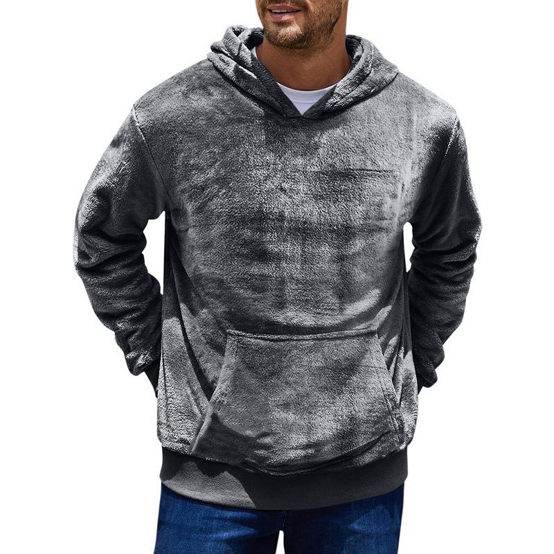 Winter Double-Sided Velvet Hooded Sweater Men'S Lamb Wool Winter Jumper Jacket
