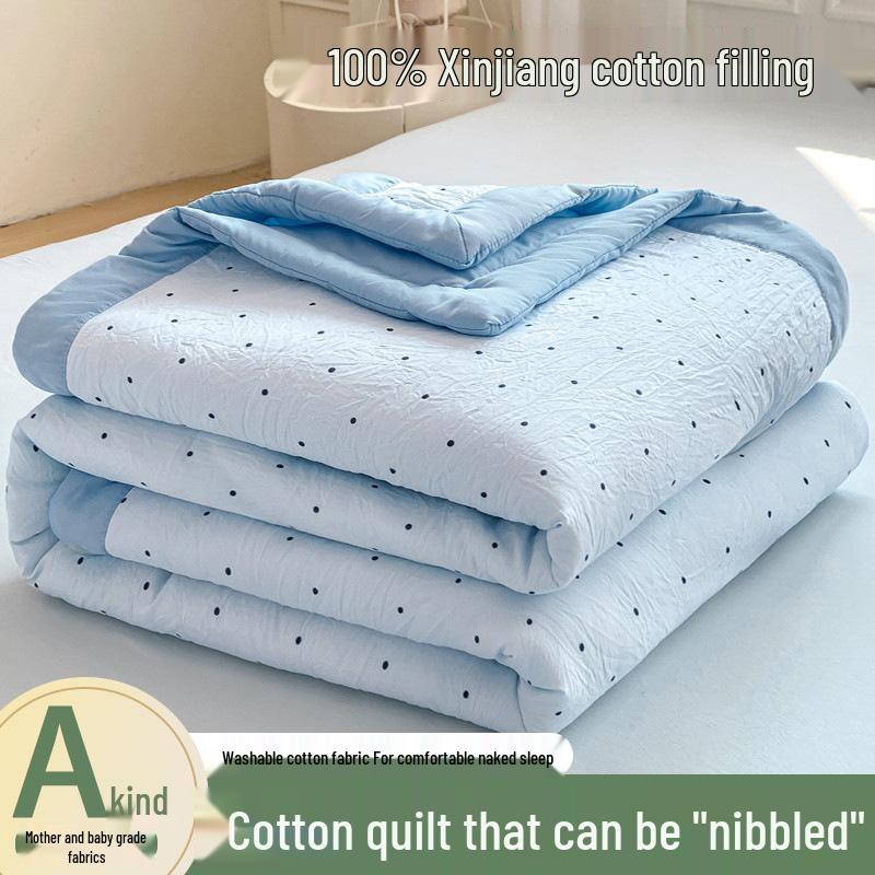 Xinjiang Cotton Summer Quilt - Double or Single Air Conditioning, Machine-Washable, Dorm-Friendly, Lightweight Cool Quilt