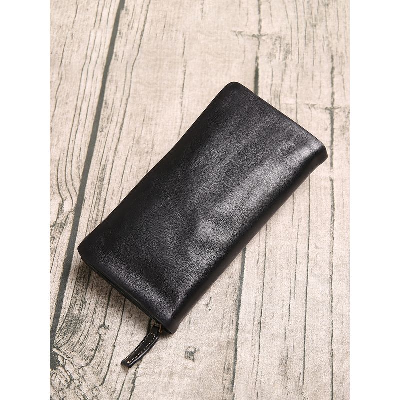 

Jiuchengliangpin Длинный повседневный мужской кошелек из первого слоя коровьей кожи Black