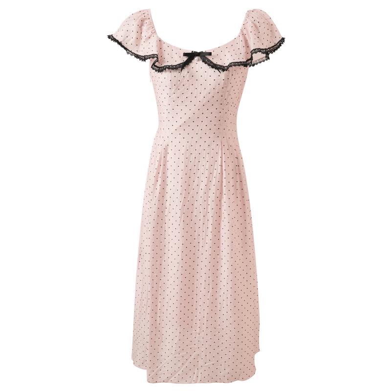 San Cai Women s Lyocell Polka Dot A-Line Long Dress M