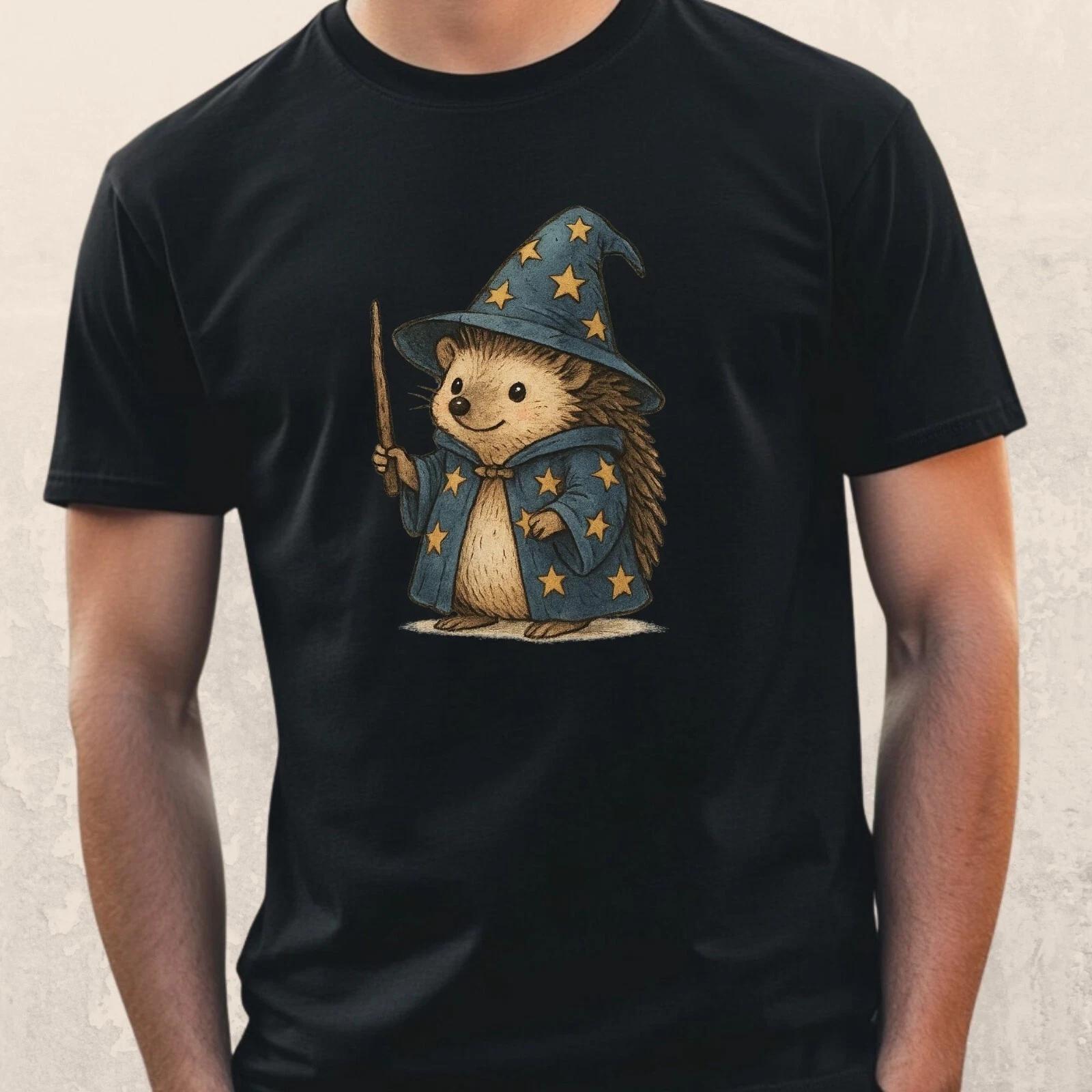 T-Shirt Herren Zauberer Igel Motiv Baumwolle Größe S bis 5XL XL