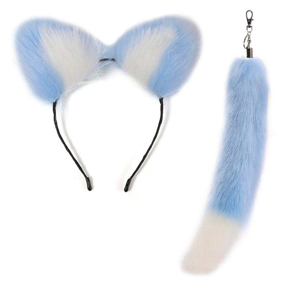 Stylish Fox Tail Pendant Keychain Adornment Dainty Cat Ear Hairband Portable Car Charm for Bag Backpack Decoration