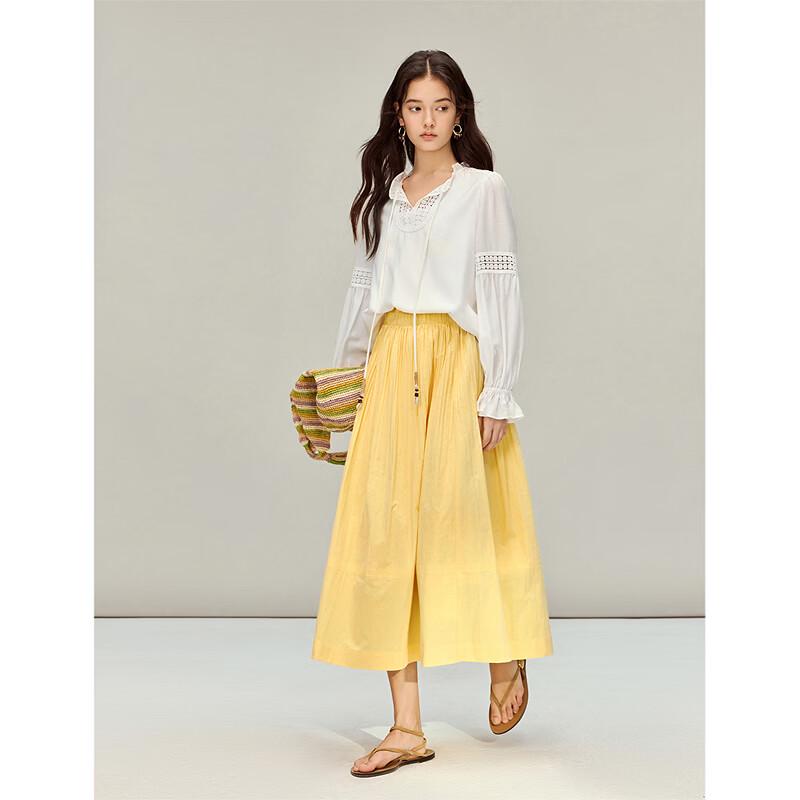 INMAN Pleated Ruffle Hem A-Line Skirt