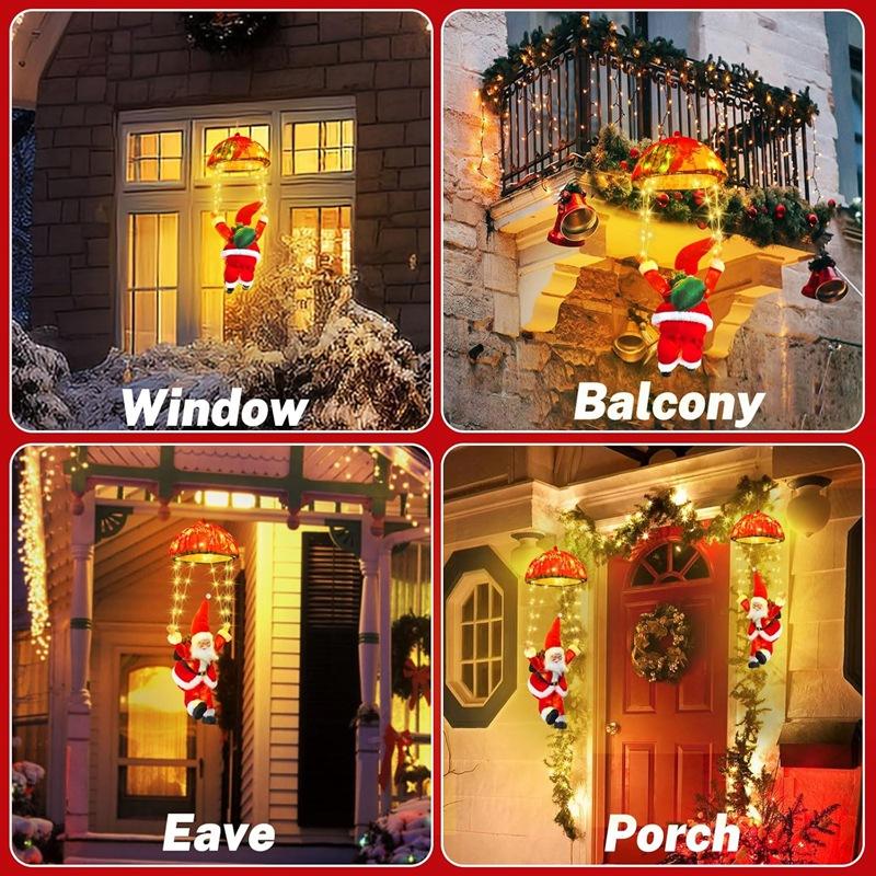 Santa Claus Parachute Light String Indoor LED Christmas Light String Christmas Gift Box Decorative Atmosphere Light