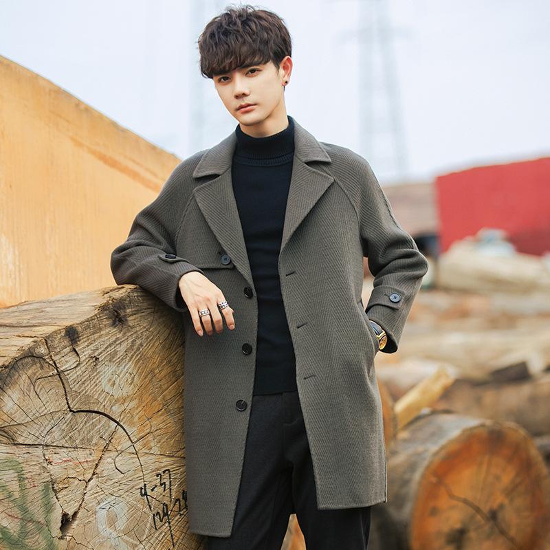 Double-sided Cashmere Coat Medium and Long Autumn and Winter High-end Thickened Wool Trench Coat Nizi Boys Coat