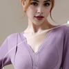 Thermal Bottoming Tops with Built-in Chest Pads DE Velvet Double Layer Warmth Long Sleeve Pullover Tops Solid Color Winter Inner Outer Wear