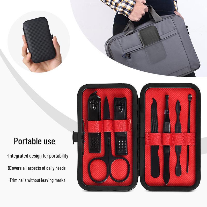 7-Piece Black Stainless Steel Manicure & Pedicure Set