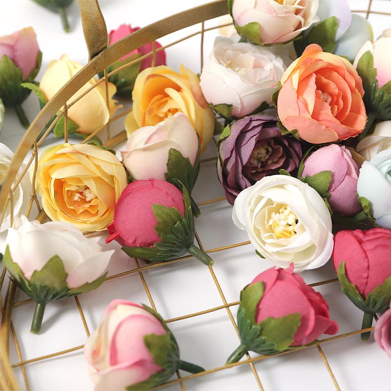 5/10/20Pcs 3.5cm Silk Tea Roses Bud Artificial Flowers Head for Scrapbook Wedding Decoration Home Room Supplies Accessories