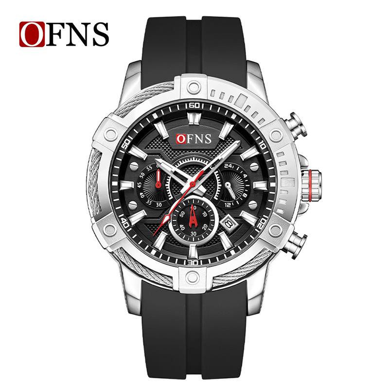 OFNS Men's Luminous Quartz Sports Wristwatch - Fashionable, Waterproof, Three-Hand Display