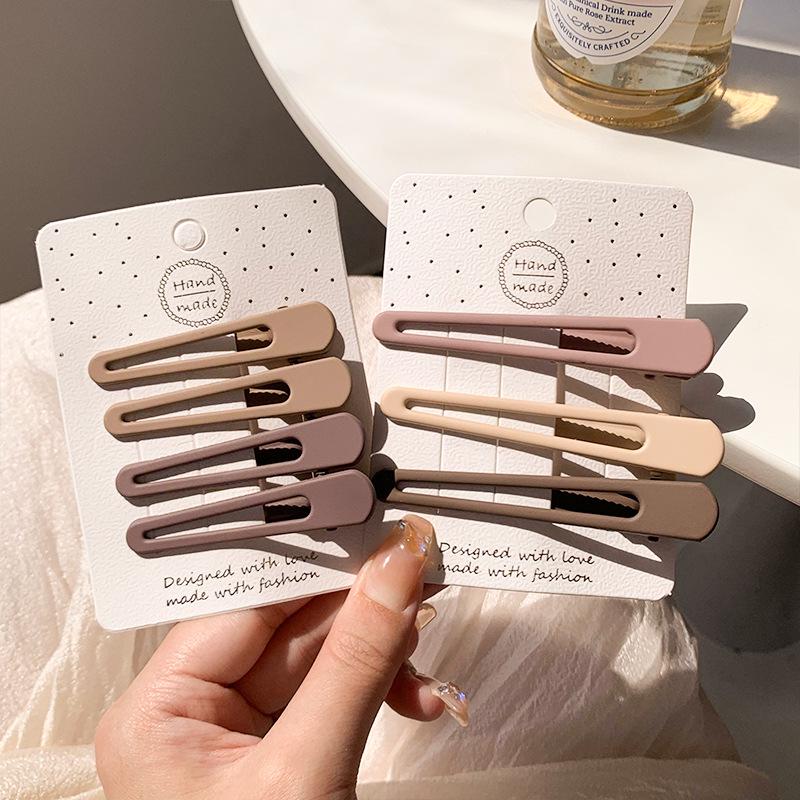 Set of 3 Gradient Coffee & Candy Color Duckbill Hair Clips - European & American Style