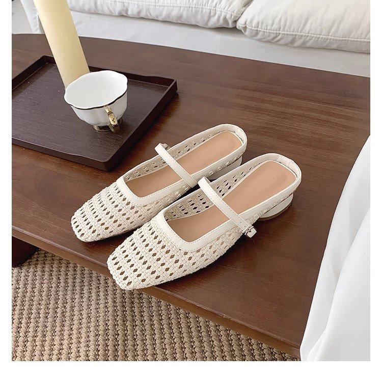 

Soft leather version~ Hollow bag head half slippers women s 2025 summer outer wear casual woven cool slippers beach sandals 35 белый