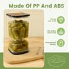 34oz Pickle Flip Jar with Strainer Square Pickle Container with 2 Fork and Timer Recorder Food Storage Container for Gherkins