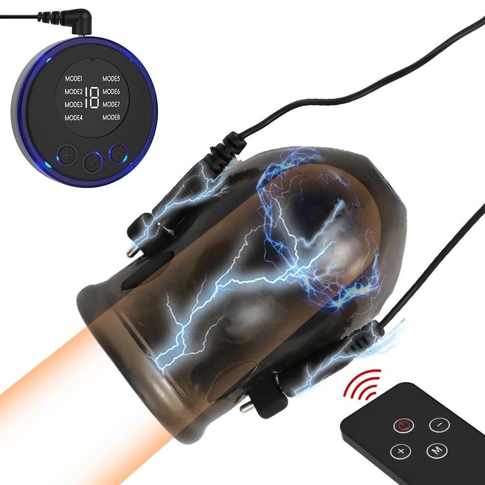 Electro Shock Penis Massager Vibrators Glans Vibrator Penis Trainer Ring Delayed Ejaculation Penis Vibrator Sex Toys for Men