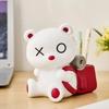 Creative Home Decor Bear Backpack Pen Container Study Desktop Ornament Office Accessories Resin Pen Storage Box Crafts Gift