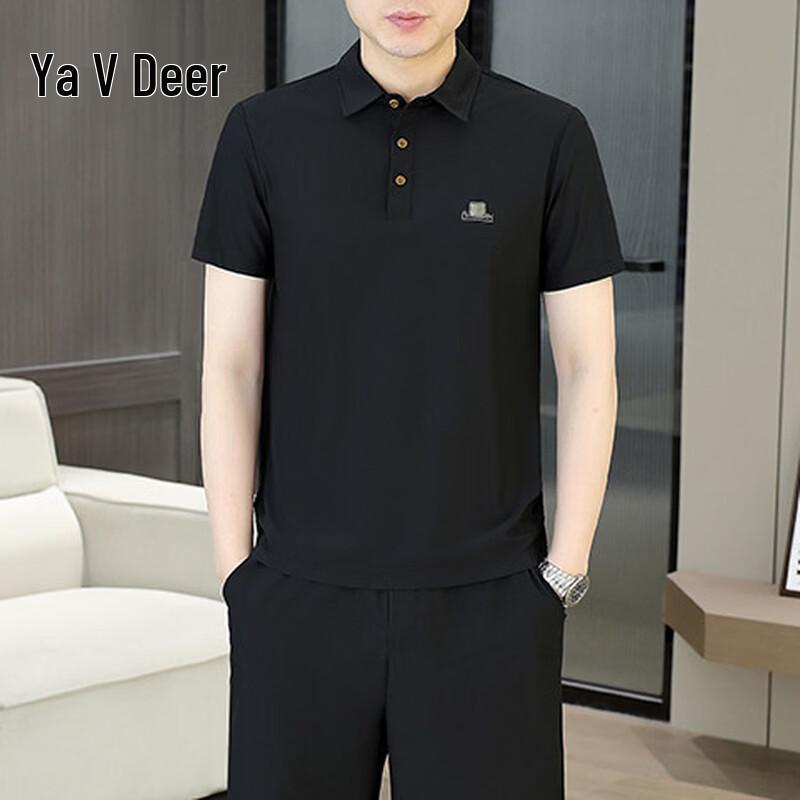 

Men s Ice Silk Polo Shirt & Shorts Set 4XL