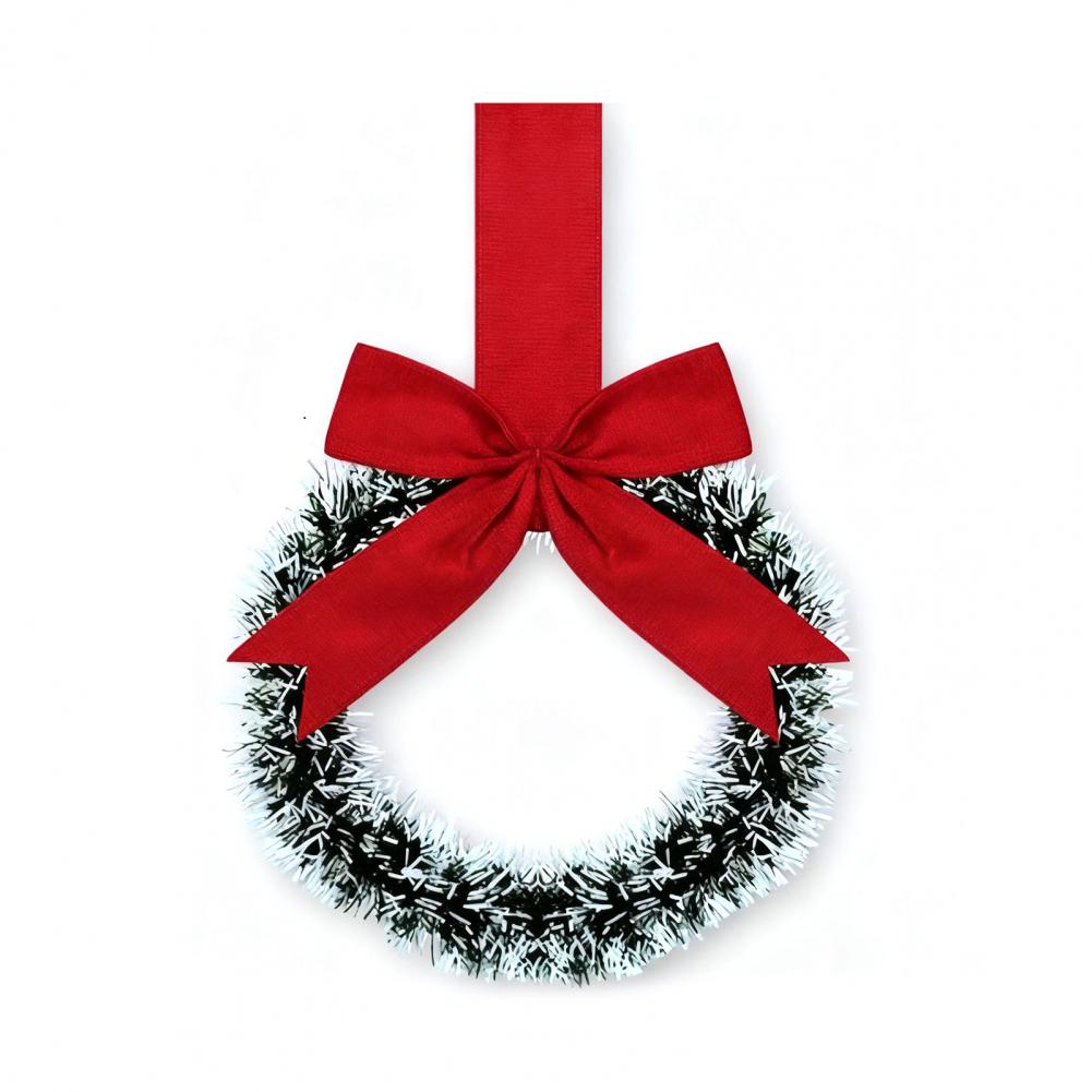 Mini Christmas Cabinet Wreaths 5.1 Inch Small Kitchen Xmas Decor with Red Ribbon Bow Window Door Office Holiday Decoration
