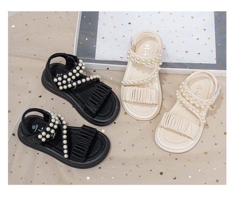 Summer 2026 Girls' Pearl Sandals: Elegant Korean-Style Princess Beach Shoes