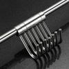 Stainless Steel Wall Mount Pot Pan Hanging Rack Rail Kitchen Straight Bar Utensil Cookware Organizer with Sliding Hooks Hwy