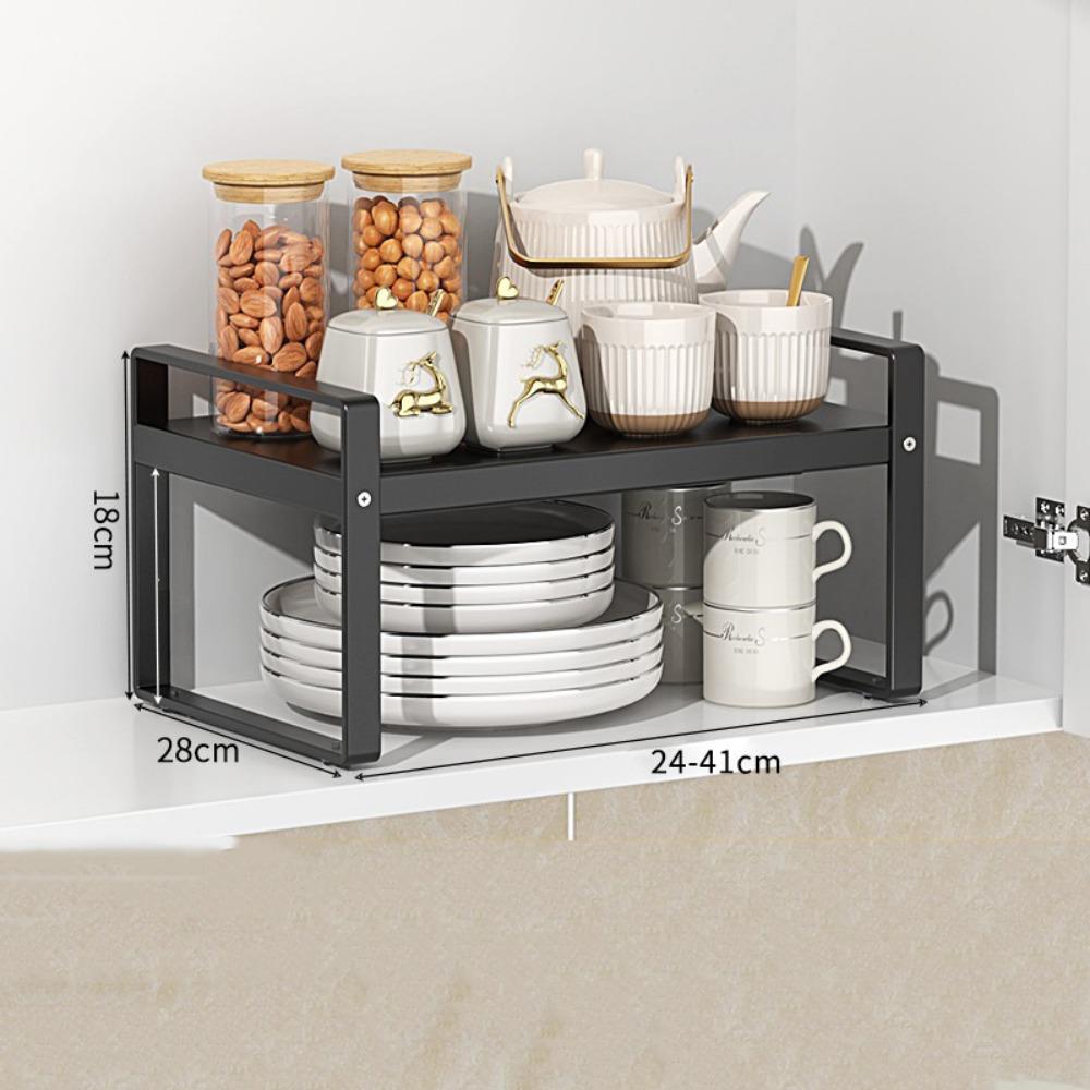 Expandable Adjustable Kitchen Organizer Space Saving Retractable Cabinet Shelf  Cabinet Internal