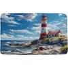 Ocean Lighthouse Bath Mat Coastal Nautical Beach Seaside Seascape Landscape Tropical Blue Bathroom Kitchen Rugs,18"x30"