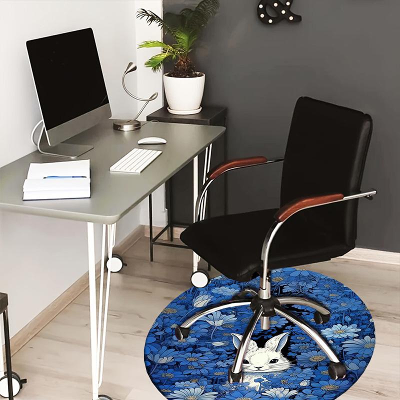 

1pc Office Carpet Chair Mats Blue Floral Rabbit Garden Perfect for Decorating Office Chairss, Or Bedrooms.YDT355 80cm by 80cm