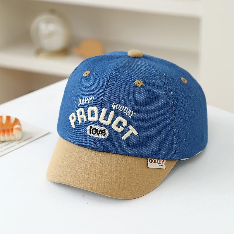 Kids' Trendy Korean Style Embroidered Denim Baseball Cap - Unisex Spring Sun Protection