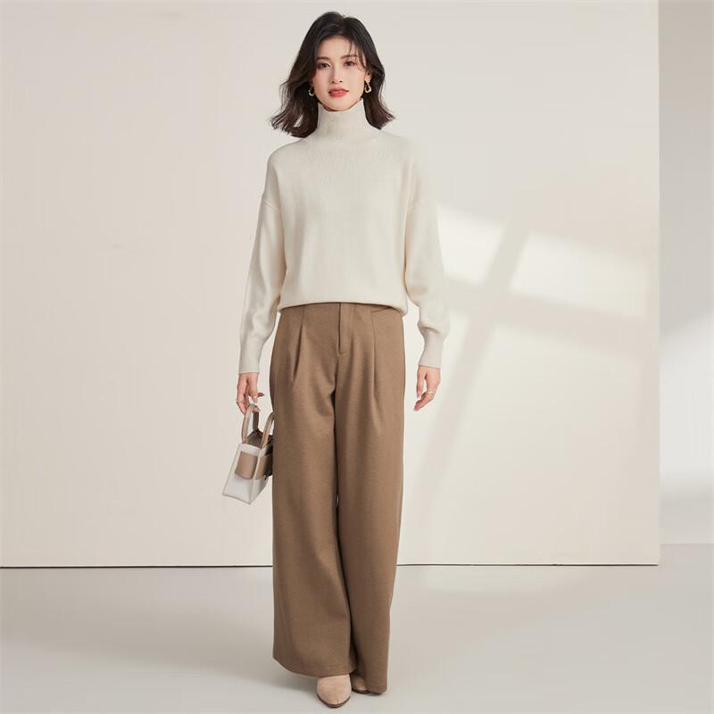 Jinjuan Women's 100% Merino Wool Double Lapel Warm Sweater