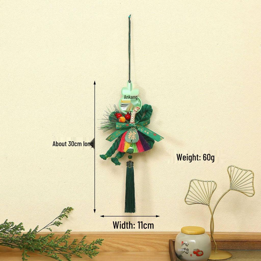 Dragon Boat Festival 2026 Hand-Woven Wanzi Knot Zongzi Pendant with Bell - New Home Decoration Ornament