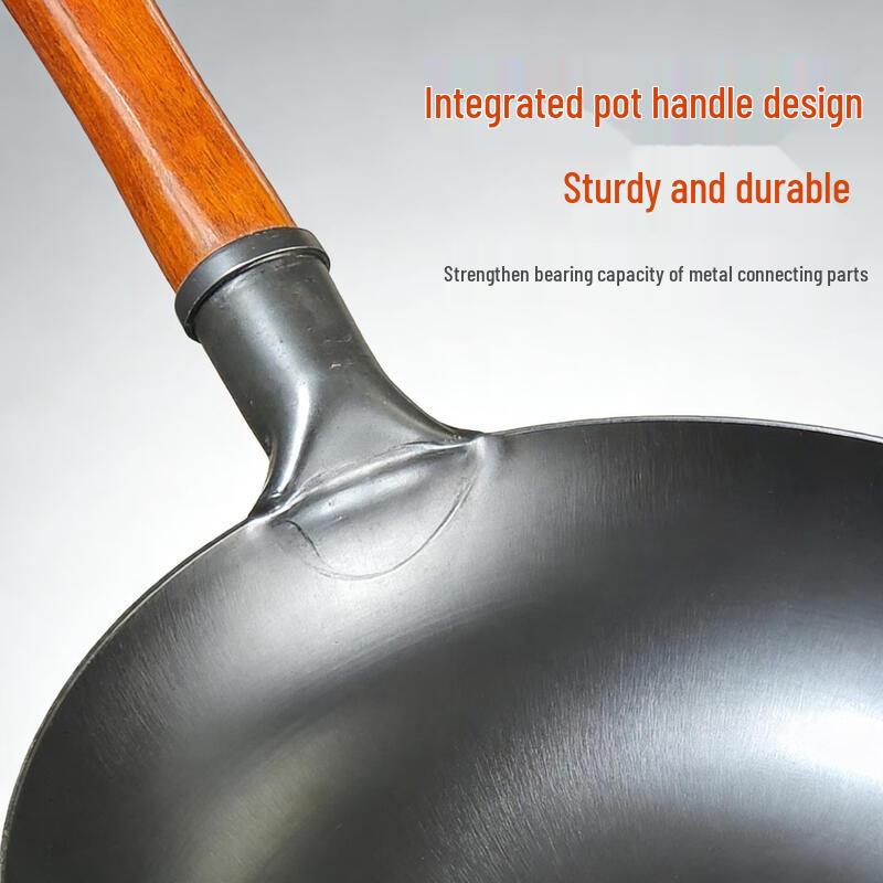 ZISIZ Seasoned Wrought Iron Round-Bottom Wok