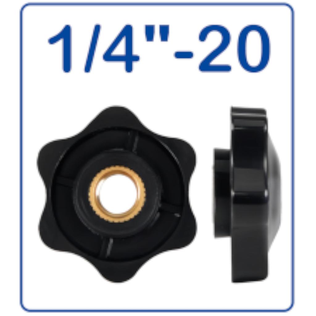 MroMax 15Pcs 1/4"-20 X 1/2" Threaded Knurled Thumb Nuts, Black Plastic Knobs Clamping Screws, Grip Knob Screw for Replacing Umbrella Base