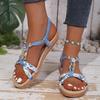 Women's Beaded Woven Flat Sandals - Casual Summer Beach Shoes for Commuting