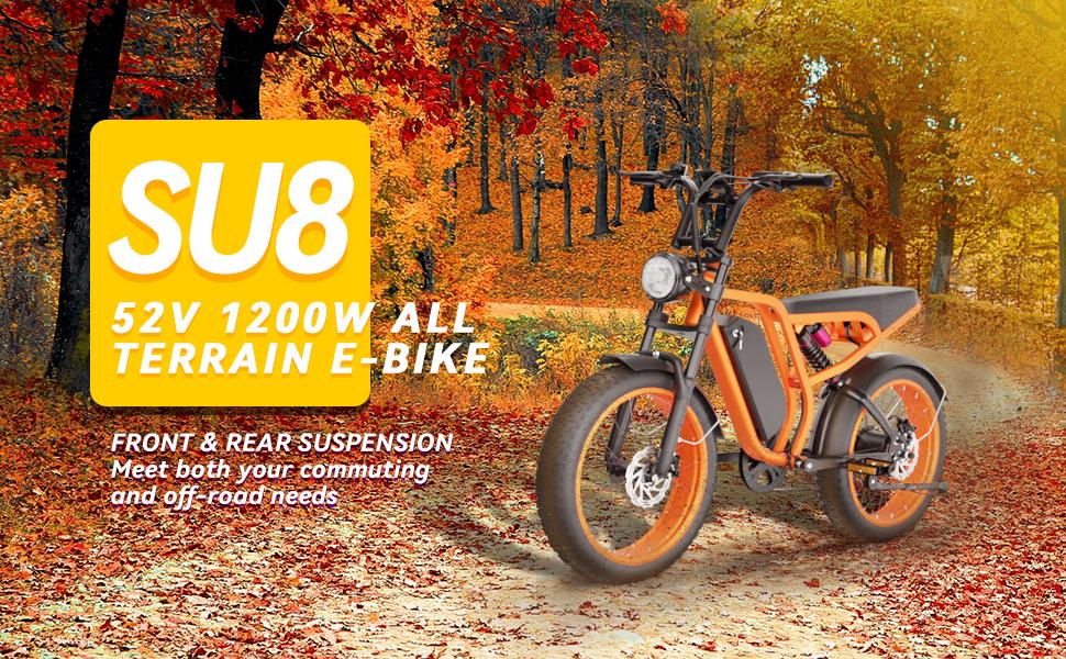 Bluvall Su8 Fat Tire Electric Bike 20*4.0 Wide Tire Long Range Off Road E-Bike