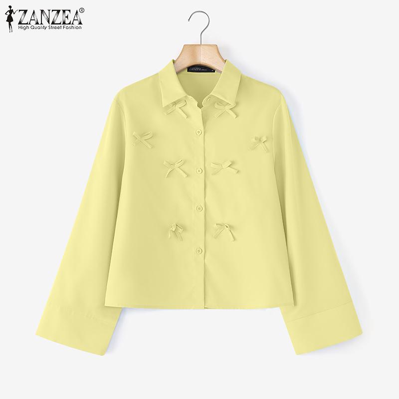 ZANZEA Women Turn Down Collar Loose Casual Btton Blouse