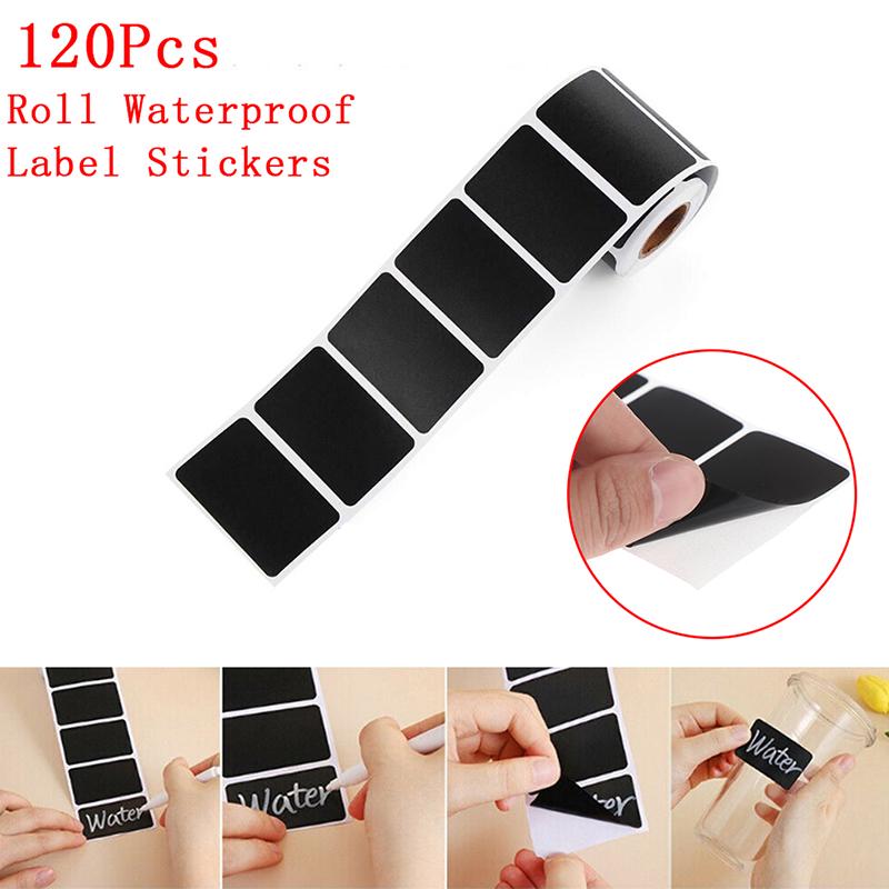 120Pcs/Roll Waterproof Sticker Kitchen Bottle Label Jam Jar Tag Blackboard Label