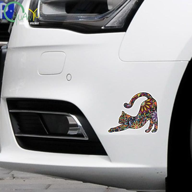 Colorful pattern cat  art stickers, car windows, motorcycle bumper stickers, waterproof reflective stickers