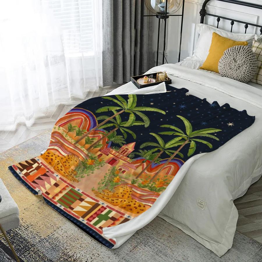 

Nightscape Jungle Scene Microfiber Flannel Cover Blanket Bedroom Living Room Sofa Soft And Comfortable Home Decoration 150*200cm