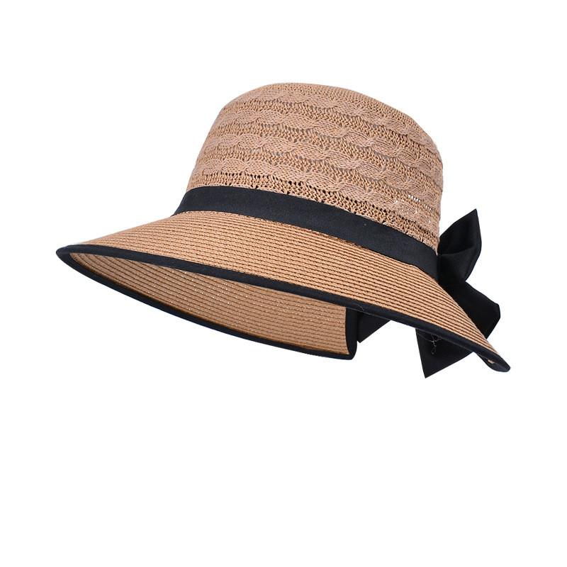 Summer Straw Hat For Women With Butterfly Knot Large Brim Sun Protection For Outdoor Travel