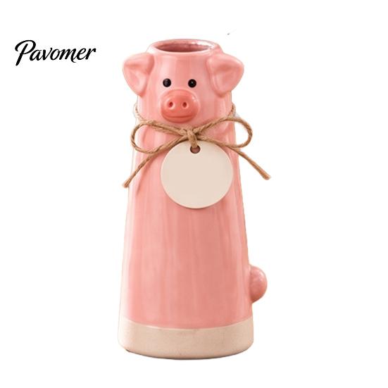 Cute Resin Flower Holder Animal Vase, Farmhouse Decorative for Home Unique Housewarming Gift Office Decor, Pig/Cow/Sheep/Chicken Arrangement Tabletop