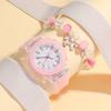 No Gift Box; Cute Luminous Silicone Watch Strap Bead Bracelet 2-piece Set