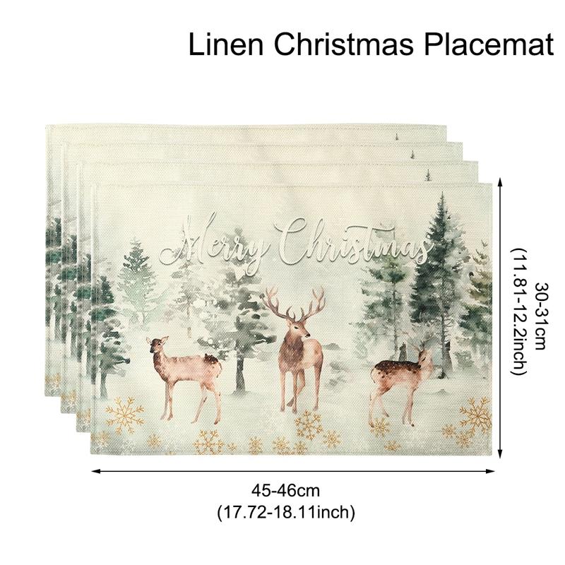 1/4pcs Linen Christmas Placemats Tableware Mat Christmas Decorations For Home Kitchen 2025 Xmas Navidad Noel NewYear Table Decor