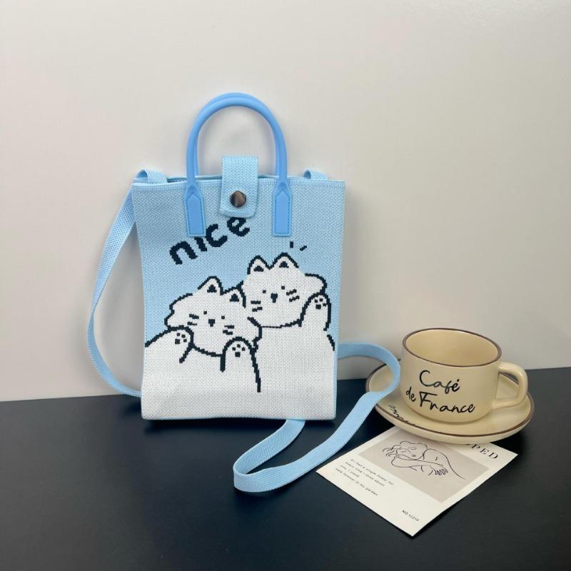 New large-capacity knitted bag, mobile phone bag, niche shoulder messenger bag, high-end, cartoon fashion handbag.