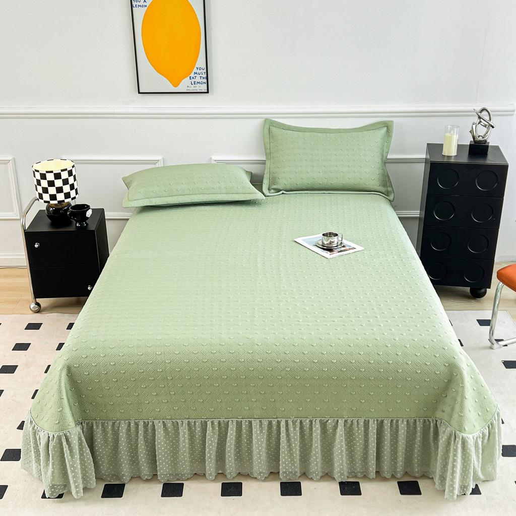 Summer French cold bean ice silk mat three-piece bed cover bed skirt Korean version lace cool mat
