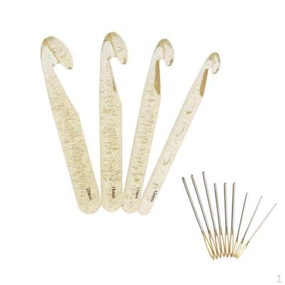 4 Stück 12mm/15mm/18mm/20mm Riesige Häkelnadeln mit 9 Stück Groböhrige stumpfe Nadeln zum Garnnähen Stricken